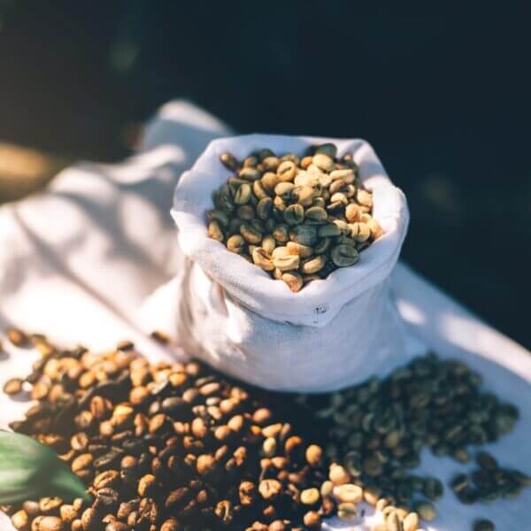 Sustainably grown organic coffee beans.