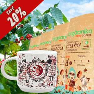 4 Pack Organic Villa Rica & Andean Fire Coffee Mug - Special Collection Orgäanika®Art - Whole Bean
